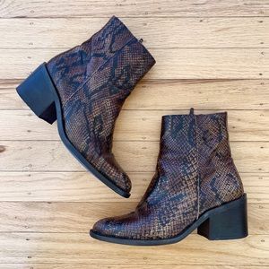 Vintage Sam & Libby Leather Snakeskin Booties RARE